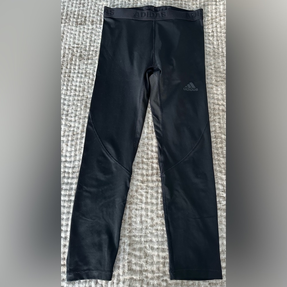 ADIDAS Size Youth Medium 10/12 Black Leggings Long Underwear